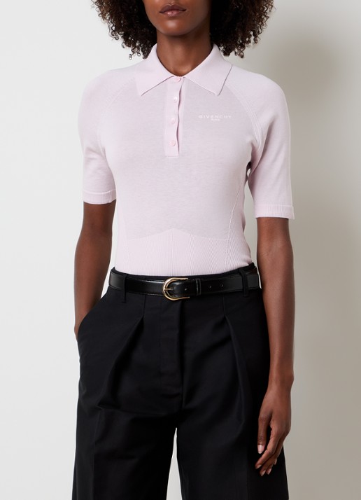Givenchy Regular fit polo in zijdeblend met logo - detail 3 roze