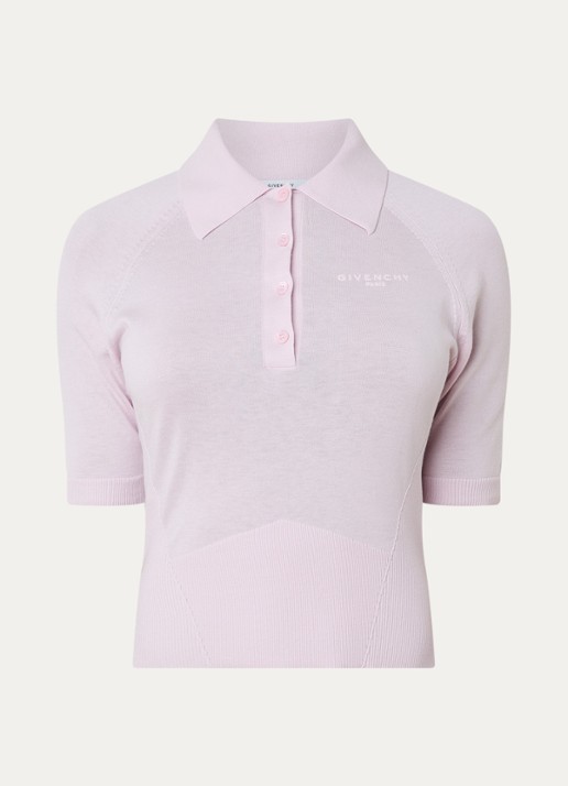 Givenchy Regular fit polo in zijdeblend met logo - voorkant roze