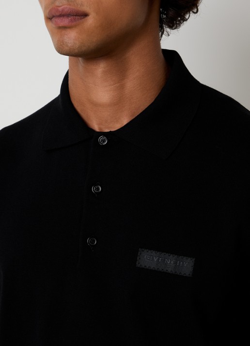 Givenchy Regular fit polo met logoborduring - detail 5 zwart
