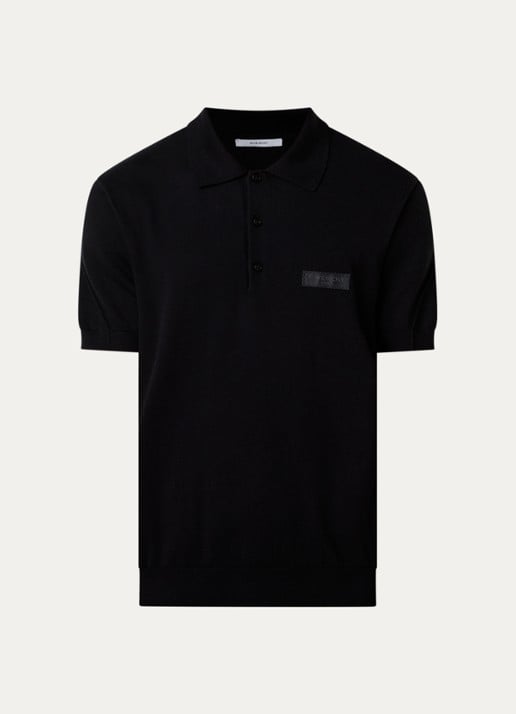 Givenchy Regular fit polo met logoborduring - voorkant 2 zwart
