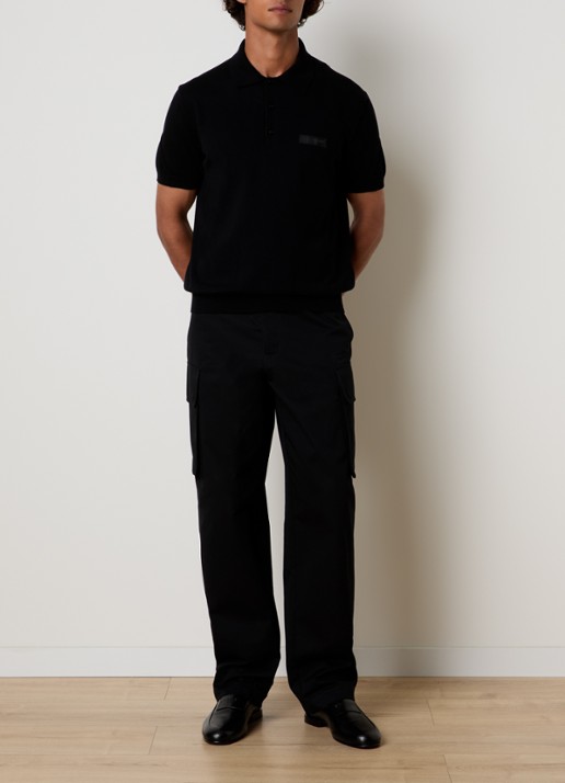 Givenchy Regular fit polo met logoborduring - voorkant 3 zwart