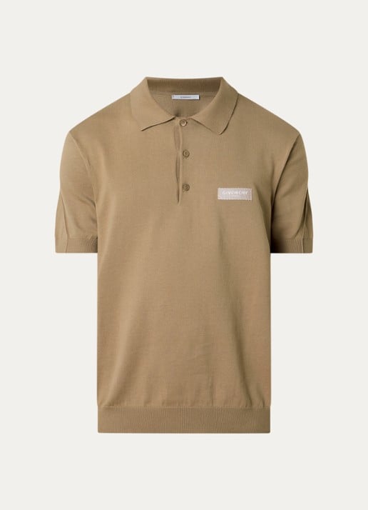 Givenchy Regular fit polo met logoborduring - voorkant camel