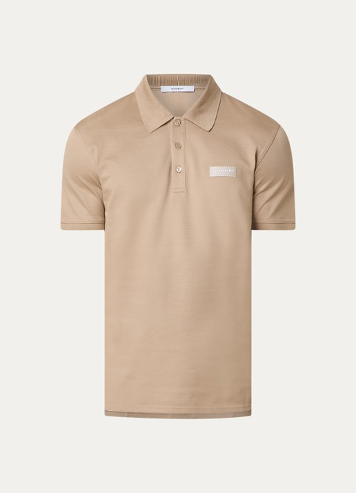 Givenchy Regular fit polo van piqué katoen met logo - voorkant beige