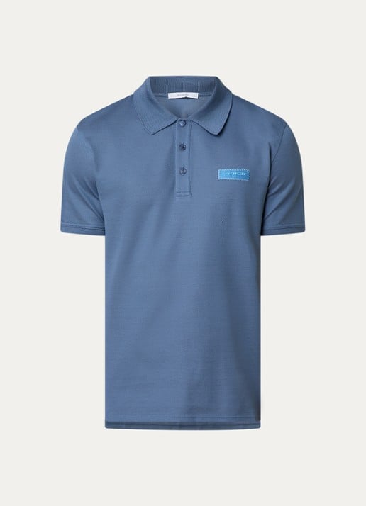Givenchy Regular fit polo van piqué katoen met logo - voorkant blauw