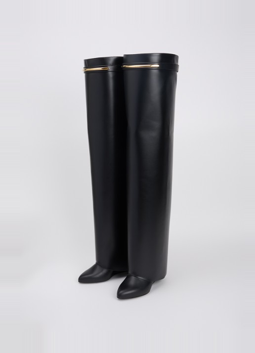 Givenchy Shark Pinch overknee laars van kalfsleer - detail zwart