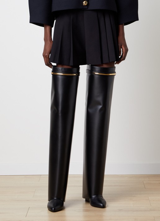Givenchy Shark Pinch overknee laars van kalfsleer - voorkant 6 zwart