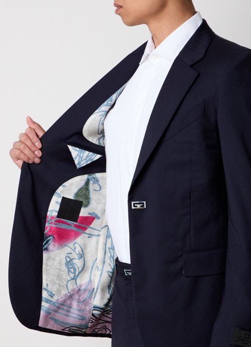 Givenchy Slim fit colbert van wol met klepzakken - detail 3 donkerblauw
