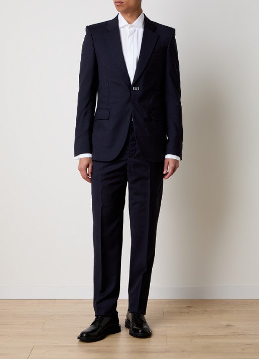 Givenchy Slim fit colbert van wol met klepzakken - voorkant 8 donkerblauw