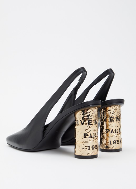 Givenchy Slingback van kalfsleer met metallic details - achterkant 7 zwart