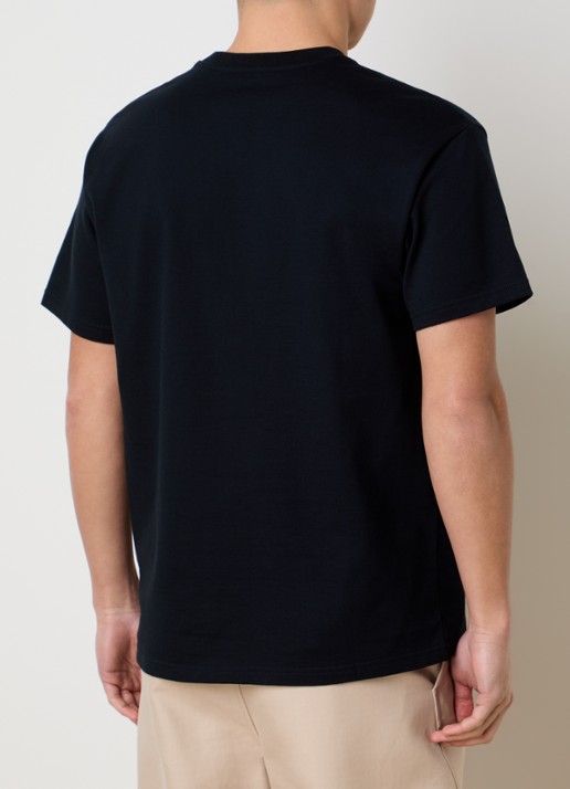 Givenchy T-shirt in zijdeblend met logo - achterkant donkerblauw