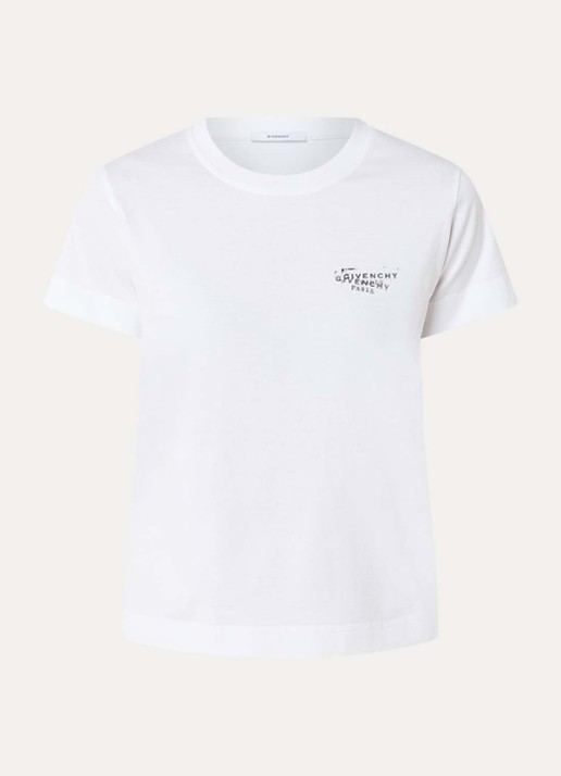 Givenchy T-shirt met logo- en backprint - voorkant wit
