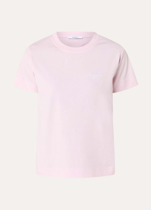 Givenchy T-shirt met logo- en backprint - voorkant roze