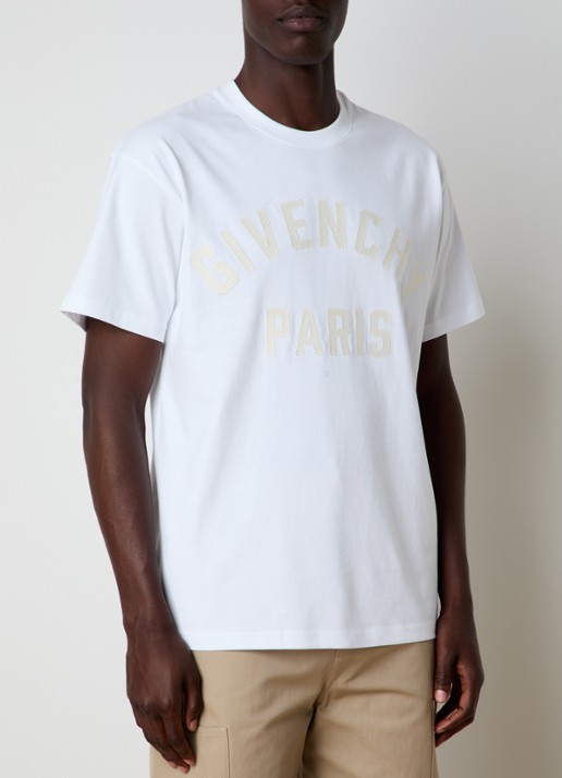 Givenchy T-shirt met logoborduring - detail 3 wit