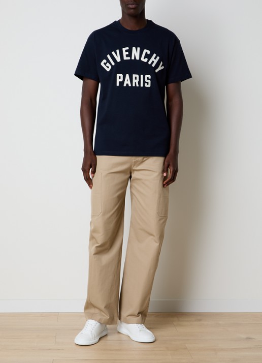 Givenchy T-shirt met logoborduring - voorkant 5 donkerblauw