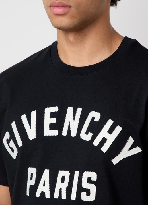 Givenchy T-shirt met logoborduring - detail 5 zwart