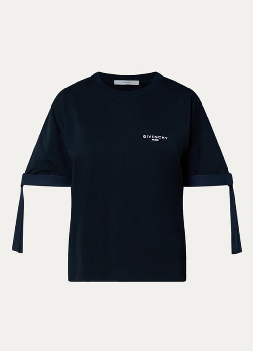 Givenchy T-shirt met logoborduring - voorkant 3 donkerblauw