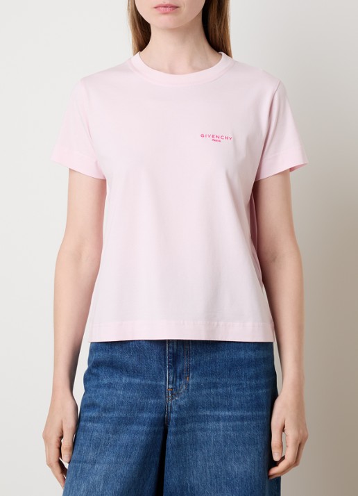 Givenchy T-shirt met logoborduring - detail lichtroze