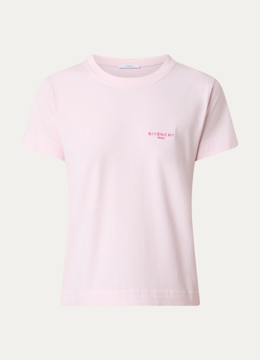 Givenchy T-shirt met logoborduring - voorkant 3 lichtroze