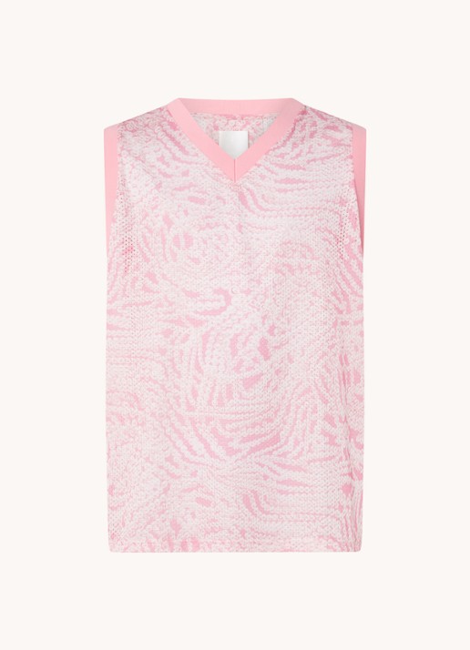 Givenchy Tanktop met V-hals en mesh  - voorkant 4 roze