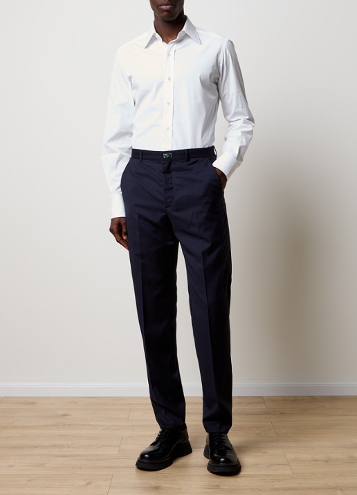 Givenchy Tapered fit pantalon van wol met steekzakken  - voorkant 6 donkerblauw