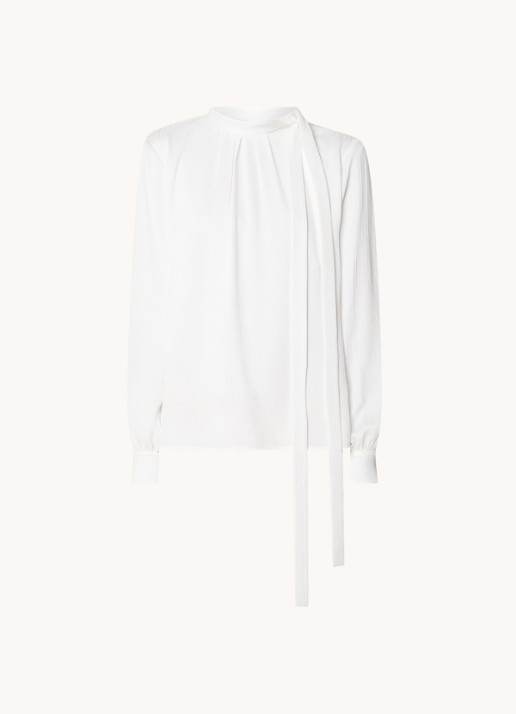 Givenchy Tuniek van zijde met logoprint en strikdetail - voorkant 2 gebroken wit