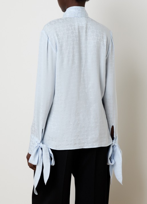 Givenchy Tuniek van zijde met logoprint - achterkant 5 lichtblauw