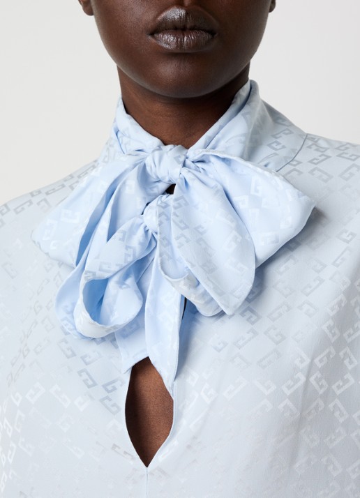 Givenchy Tuniek van zijde met logoprint - detail 4 lichtblauw