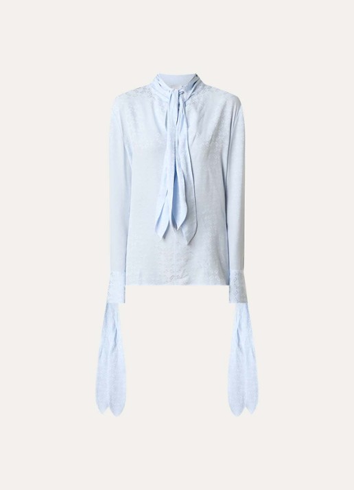 Givenchy Tuniek van zijde met logoprint - voorkant lichtblauw
