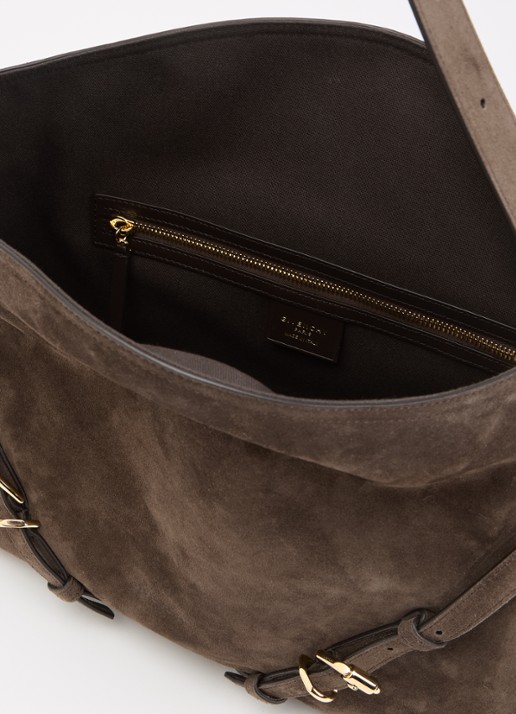 Givenchy Voyou Medium schoudertas van kalfssuède - detail 2 donkerbruin