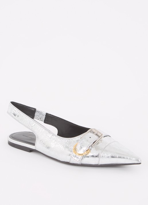 Givenchy Voyou slingback van lamsleer met metallic finish - voorkant 5 zilver