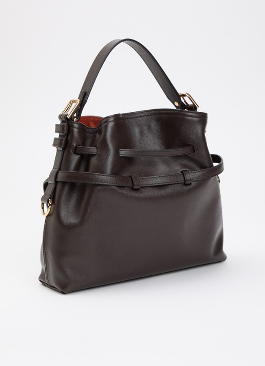 Givenchy Voyou Small schoudertas van kalfsleer - achterkant 2 chocoladebruin
