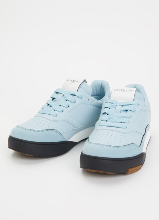 Givenchy Yard Court sneaker van kalfsleer met nubuck details en logo - detail 3 lichtblauw
