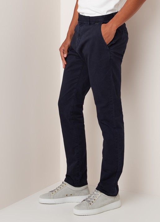Glen slim fit chino van katoen - detail 4 donkerblauw