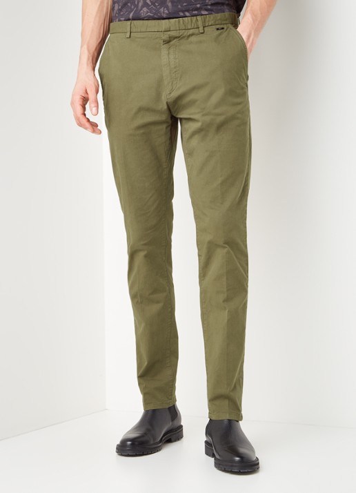 Glen slim fit chino van katoen - detail 2 khaki