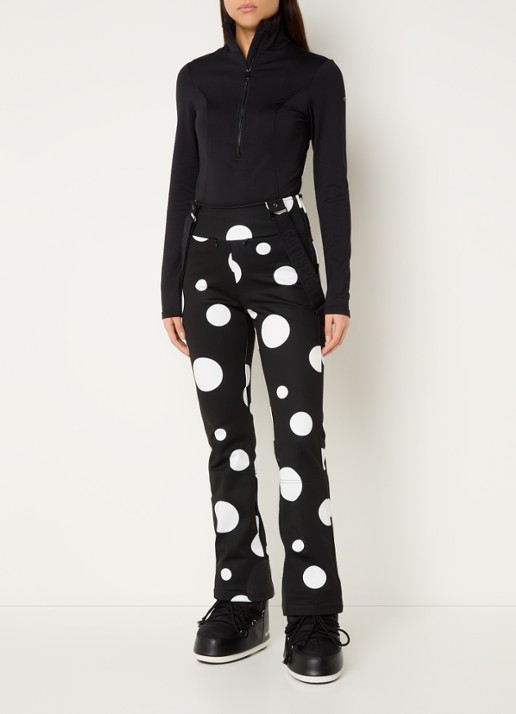 Goldbergh Ballon high waist flared fit skibroek met afneembare bretels - voorkant 5 zwart