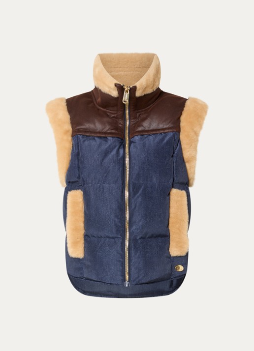 Goldbergh Bodywarmer met ritszakken en details van imitatiebont - voorkant 4 donkerblauw