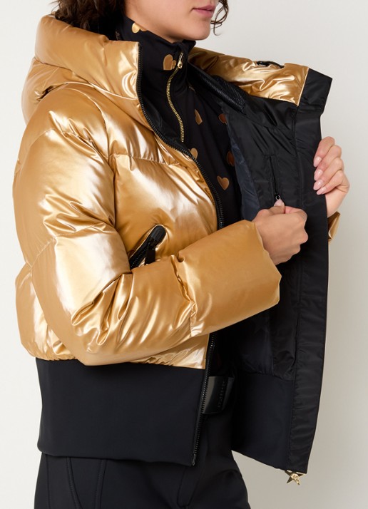 Goldbergh Bombardino ski-jas met capuchon en logo - detail 2 goud