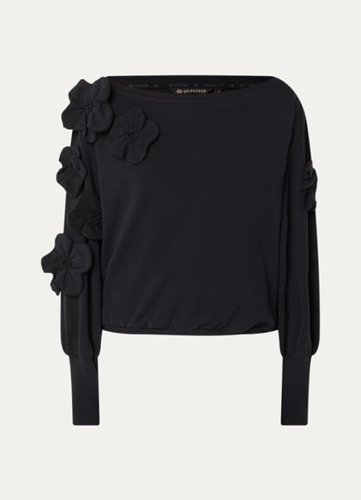 Goldbergh Fiorenzo sweater met applicatie - voorkant 2 zwart