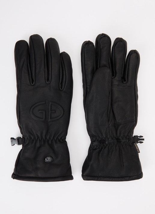 Goldbergh Freeze handschoenen van leer met logo - voorkant zwart
