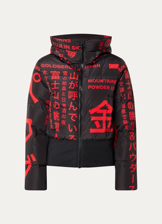 Goldbergh Gaito ski-jas met capuchon en print - voorkant 4 zwart