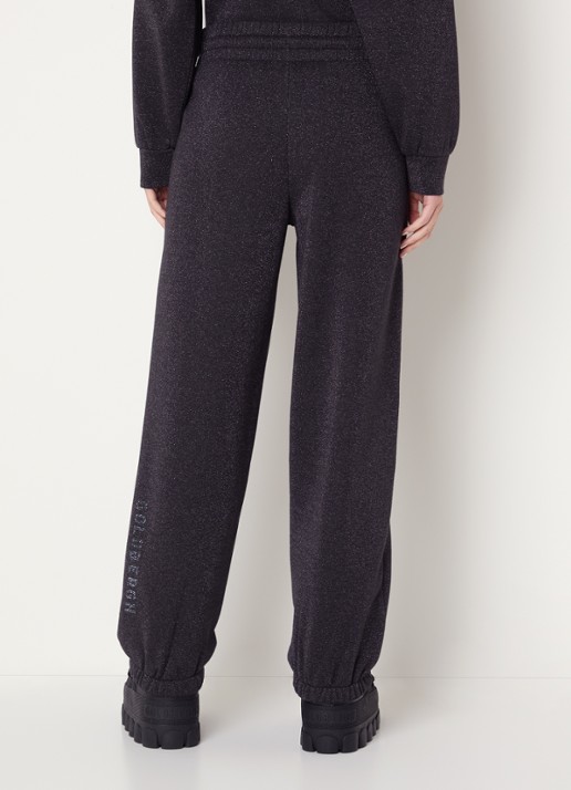 Goldbergh Glimpse high waist tapered fit joggingbroek met lurex  - achterkant 3 antraciet