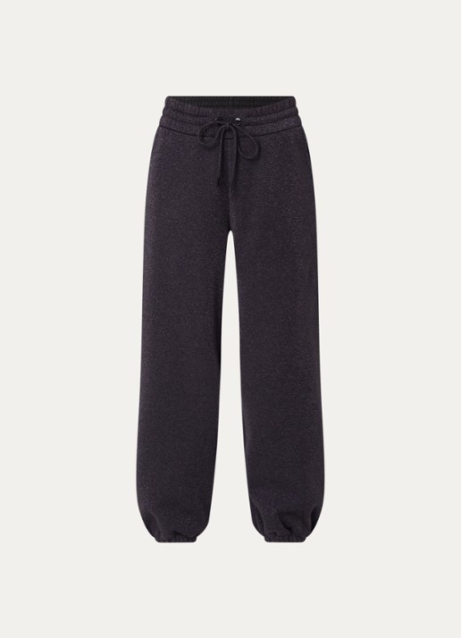 Goldbergh Glimpse high waist tapered fit joggingbroek met lurex  - voorkant antraciet