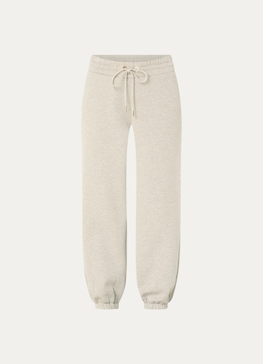 Goldbergh Glimpse high waist tapered fit joggingbroek met lurex  - voorkant grijsmele