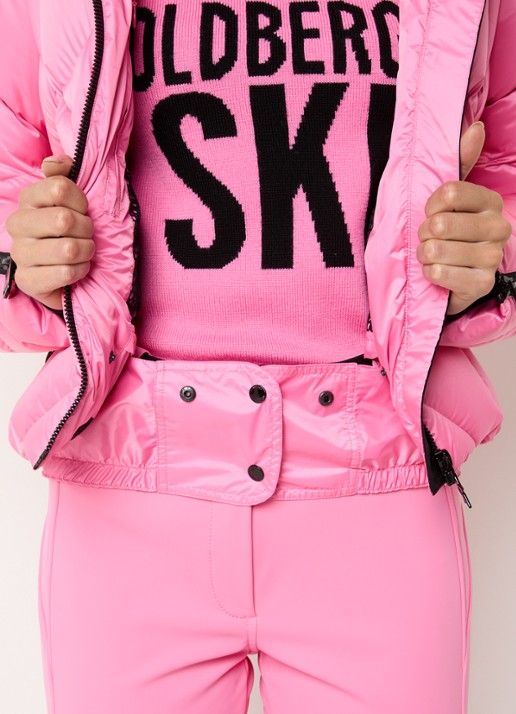 Goldbergh Harumi ski-jas met quilt patroon en ritszakken - detail 4 roze