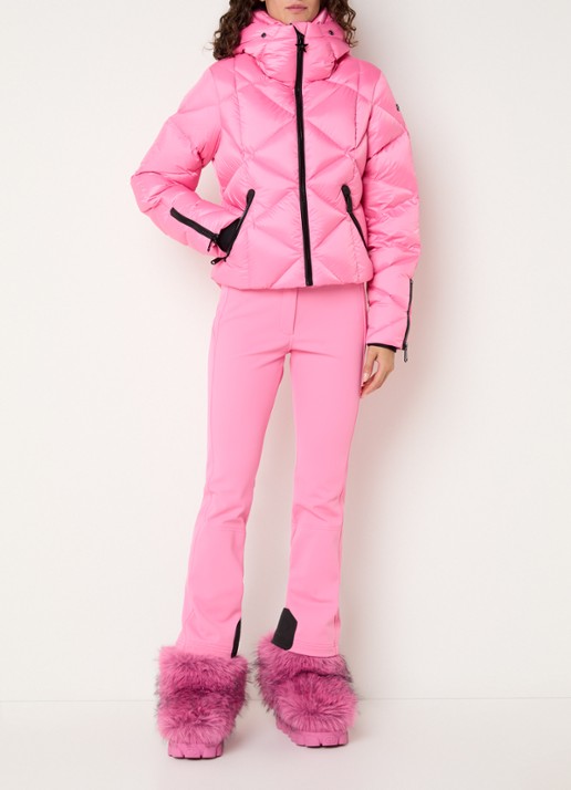 Goldbergh Harumi ski-jas met quilt patroon en ritszakken - voorkant 6 roze