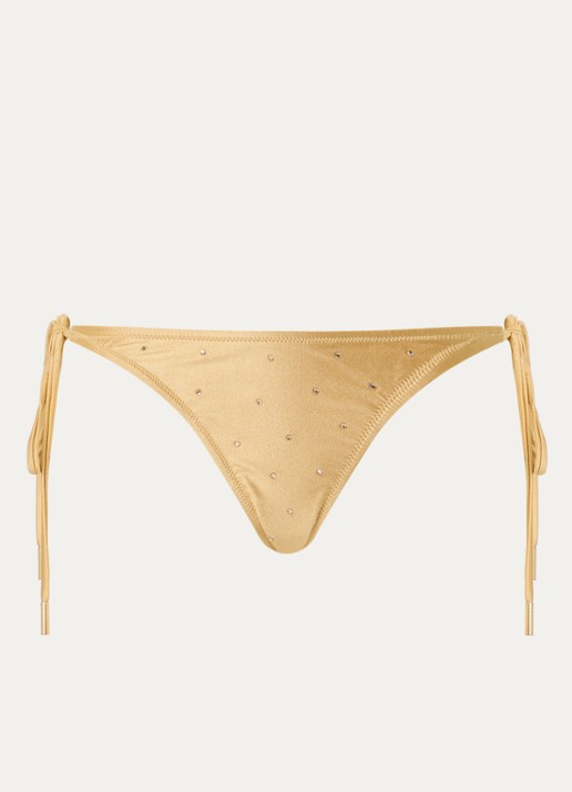 Goldbergh Kaia bikinislip met strass - voorkant goud
