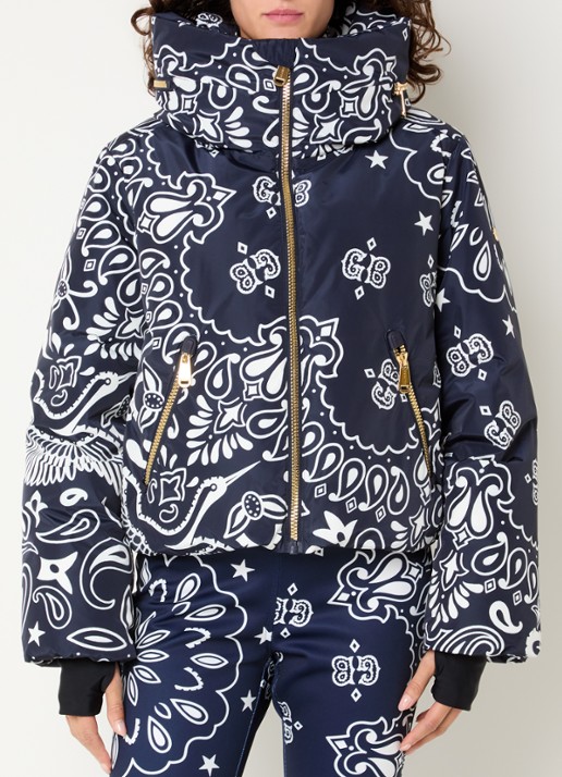 Goldbergh Kyoki ski-jas met paisley dessin - detail donkerblauw