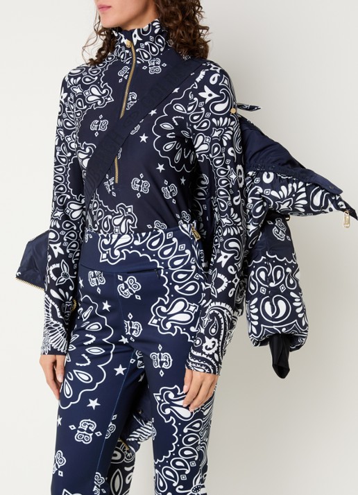 Goldbergh Kyoki ski-jas met paisley dessin - detail 2 donkerblauw