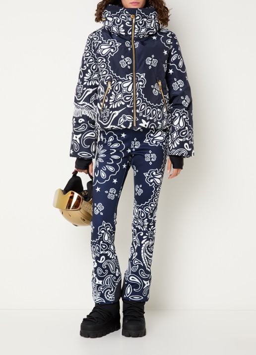 Goldbergh Kyoki ski-jas met paisley dessin - voorkant 7 donkerblauw