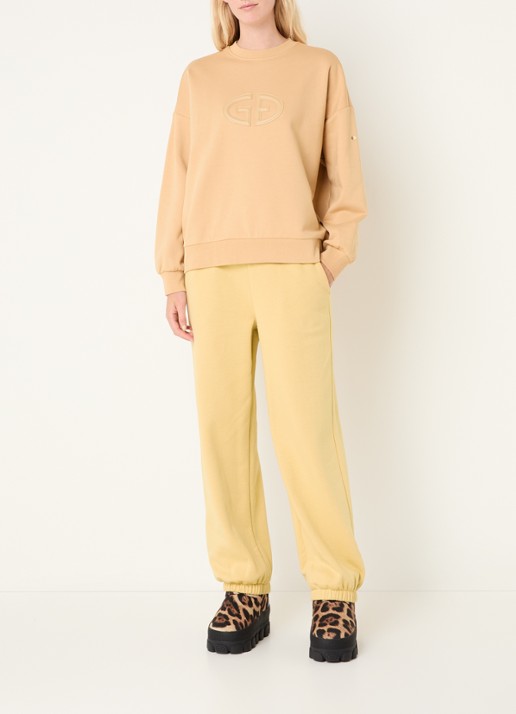 Goldbergh Luma high waist tapered fit joggingbroek met steekzakken - voorkant 4 beige